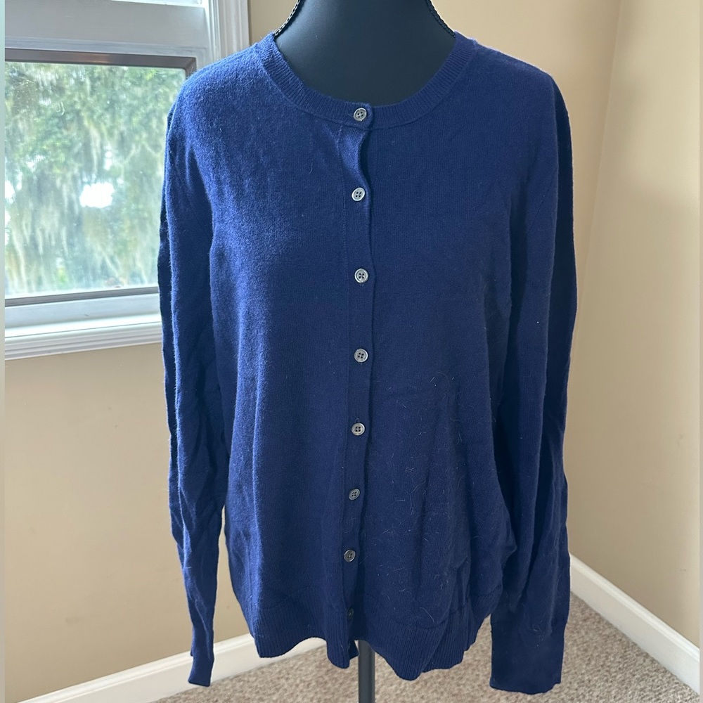 Banana‎ Republic Blue Cashmere Cardigan Sweater Crew Neck Knit
